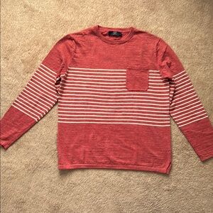 J. Crew Red and Cream Crewneck Sweater with Stripes